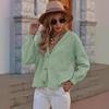 Neuer lässiger Strick-Cardigan mit V-Ausschnitt - Einfarbiges Damen-Oberteil für Herbst/Winter