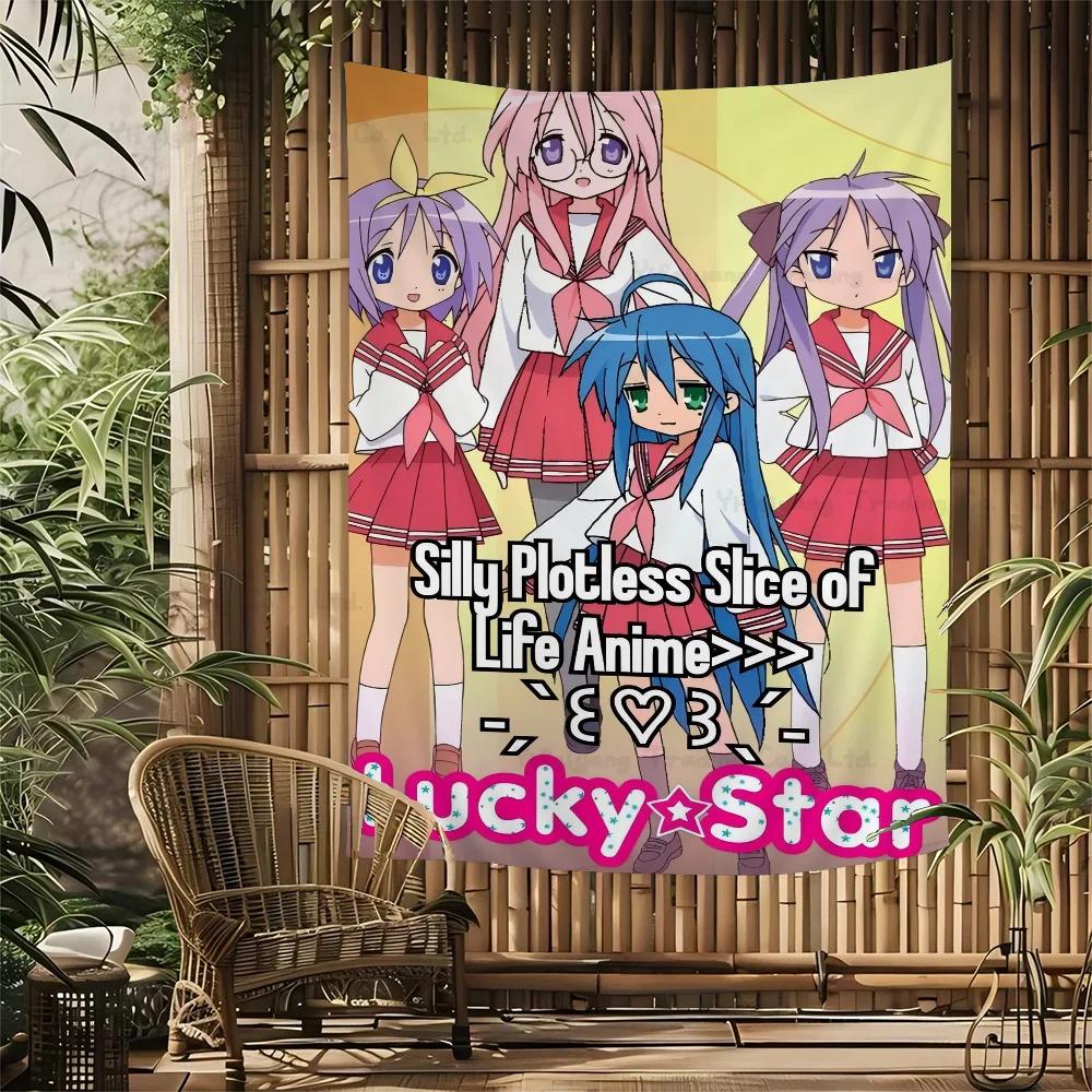 Lucky Star Comedy Anime Cartoon Tapestry Art Science Fiction Room Home Decor Wall Hanging Home Decor