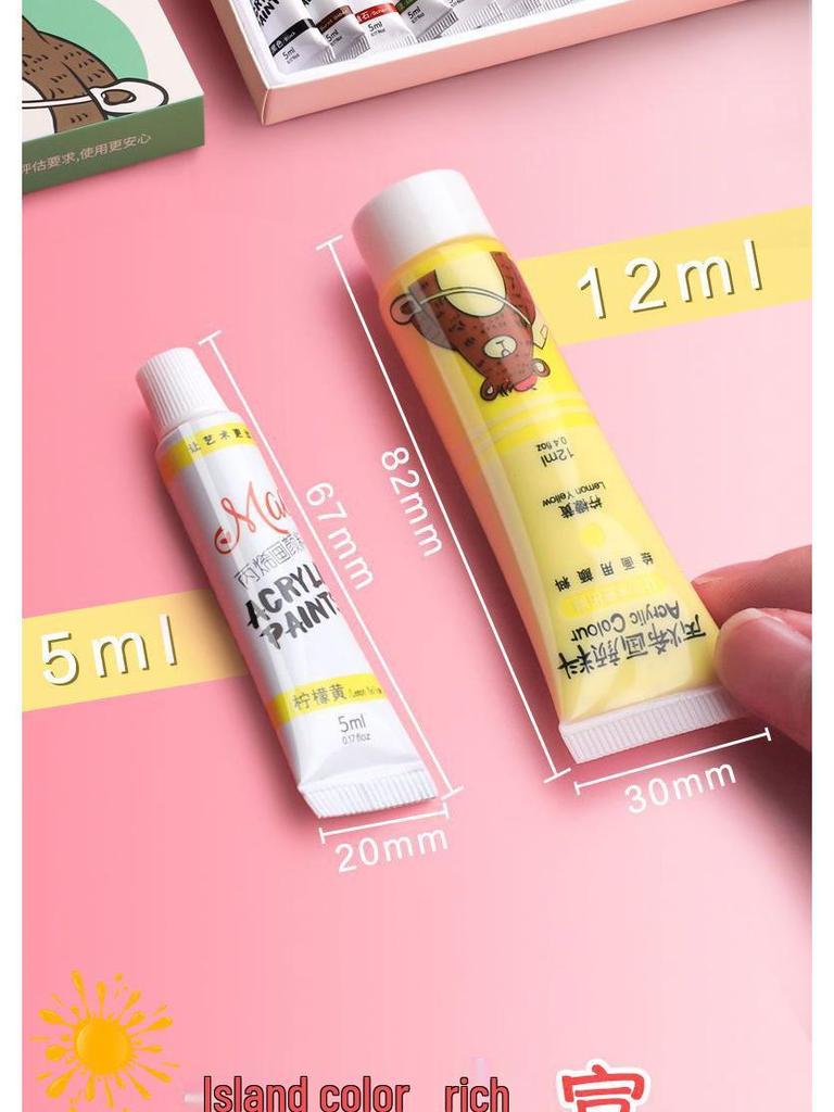 24-Color Durable Waterproof Acrylic Paint Set for Wall Art & Kids' Crafts