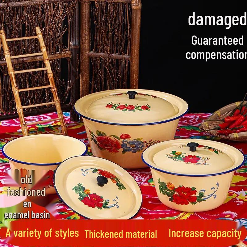 Vintage Nostalgic Yellow Enamel Wash Basin