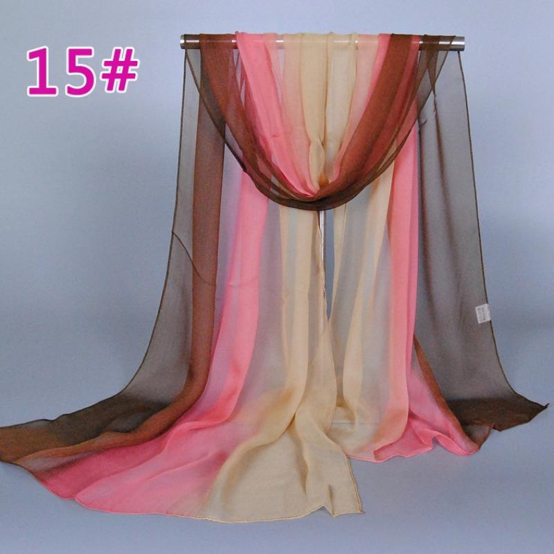 Supply imitation silk georgette silk scarf, popular bright and gradual change of color accessories scarf