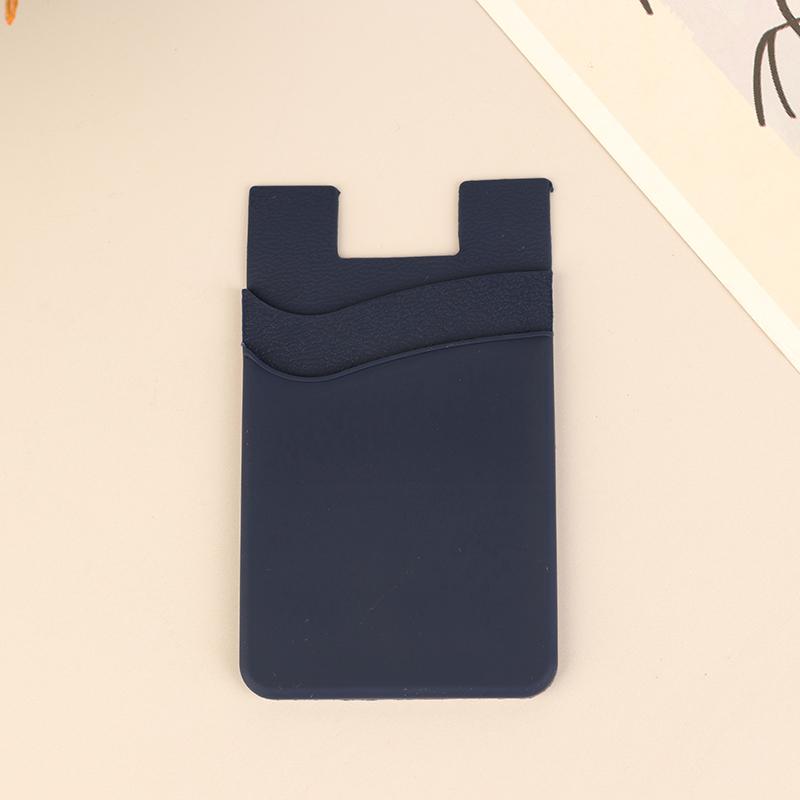

Двухслойный силиконовый чехол для мобильного телефона, карман для карточек, чехол-наклейка, задняя крышка для телефона, карман для удостоверения личности темно-синий