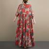 DIMANAF New 2026 Summer Beach Long Dress Women Plus Size Vintage Lady Loose Oversize Maxi Floral Print Cotton