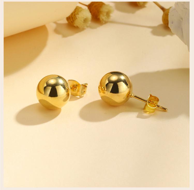 Bead Ball Earrings, Stainless Steel Women Earring Gold Plated, Beaded Hoops Huggie Jewelry