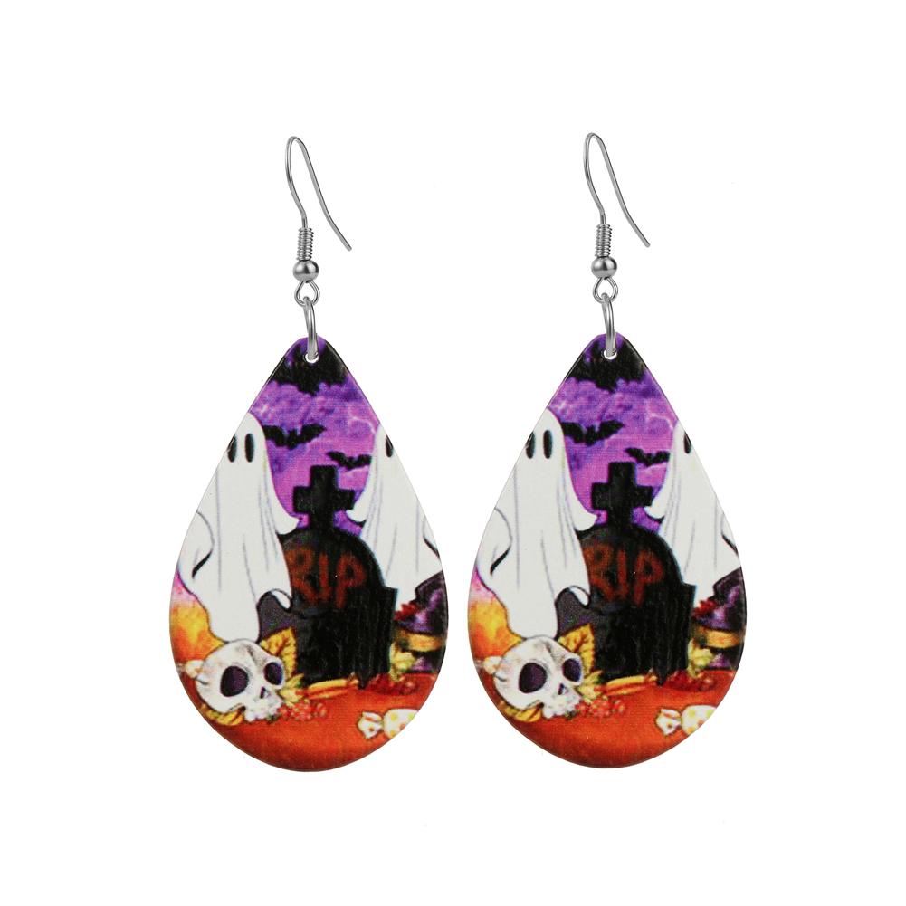 

Очаровательные ювелирные изделия Хэллоуин Череп деревянные серьги-капли для женщин 1