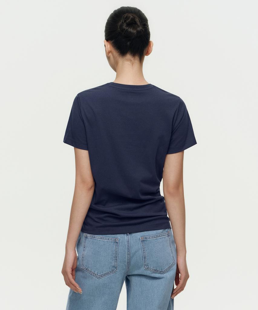MUSINSA STANDARD WOMAN [Cooltandard] Women'S Basic Crew Neck T-Shirt [Navy]