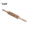 Wooden Dough Roller for Cookies Christmas Pattern Engraved Rolling Pin, Non-slip Handle Party Baking Supplies Roller, Decorative Kitchen Tool Embossed