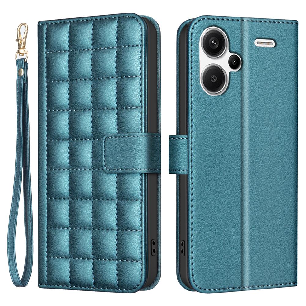 

BINFEN COLOR BF34 for Xiaomi Redmi Note 13 Pro+ 5G Case Square Grid PU Leather Cover Green