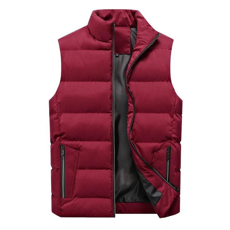 Autumn and winter new men's casual vest solid color stand-up collar vest warm vest jacket men's large size cotton vest