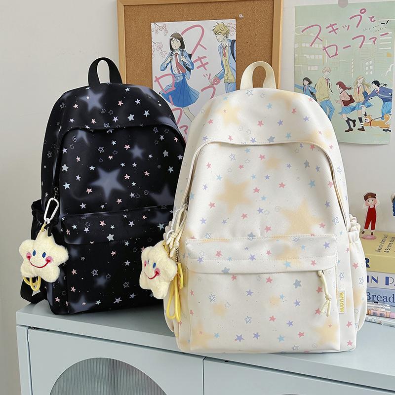 Schoolbag Korean small fresh schoolbag female college student simple versatile printed backpack lightweight large capacity high school backpack