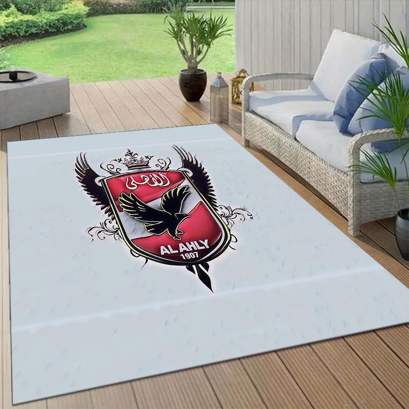 Al Ahly Sporting Club2 Flannel Pattern Square Carpet,Area Rug,Carpet Rug for Living Room Bedroom Sofa Playroom Decor,Non-slip Floor Mat