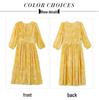 V-Neck Yellow Floral Tencel Chiffon Dress for Beach Vacation