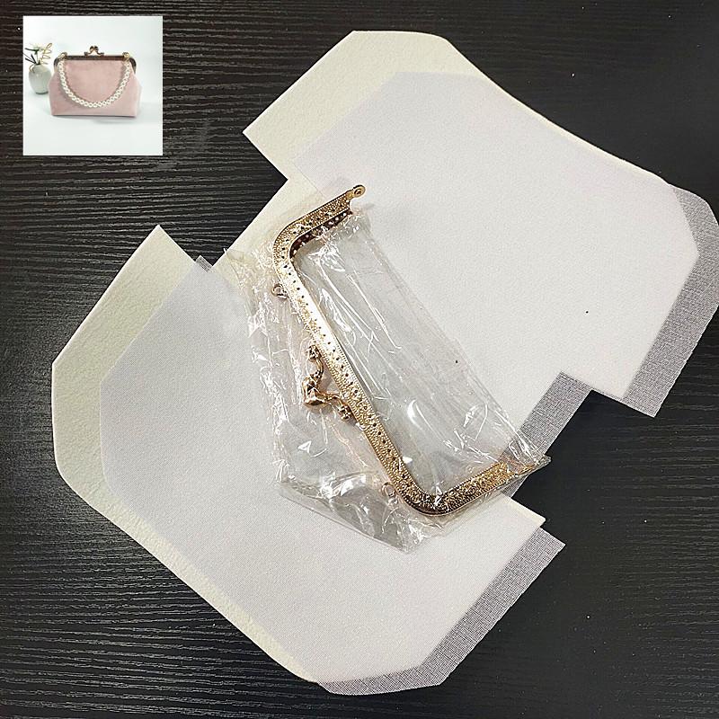 DIY Lazy Person Purse Kit: Stiff Frame, Cotton Cut, Auxiliary Materials & Pins Included