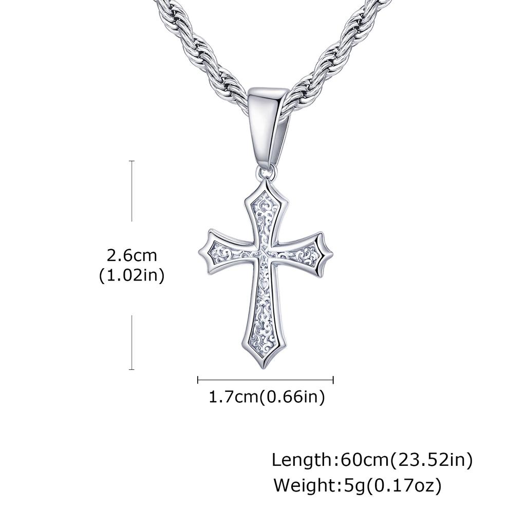 Hiphop Kreuz Halskette für Männer Frauen, 50/55/60cm Edelstahl Kreuz Anhänger, Trendiger Schmuck Geschenk für Ihn Sie