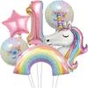6pcs Ainbow Unicorn Aluminum Balloon 32inch Gradient Number Balloon Unicorn Party Supplies Unicorn Party Decoration Baby Shower