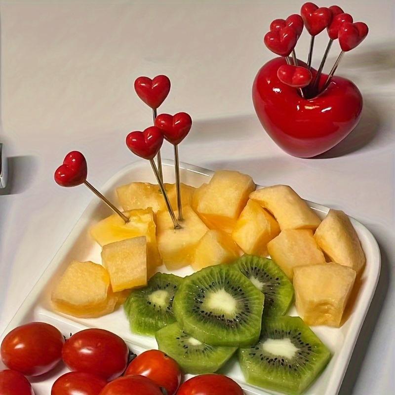 11-Piece Heart-Shaped Dessert Forks Set 10 Forks With Base Stainless Steel Fruit And Cake Forks Romantic Snack Picks