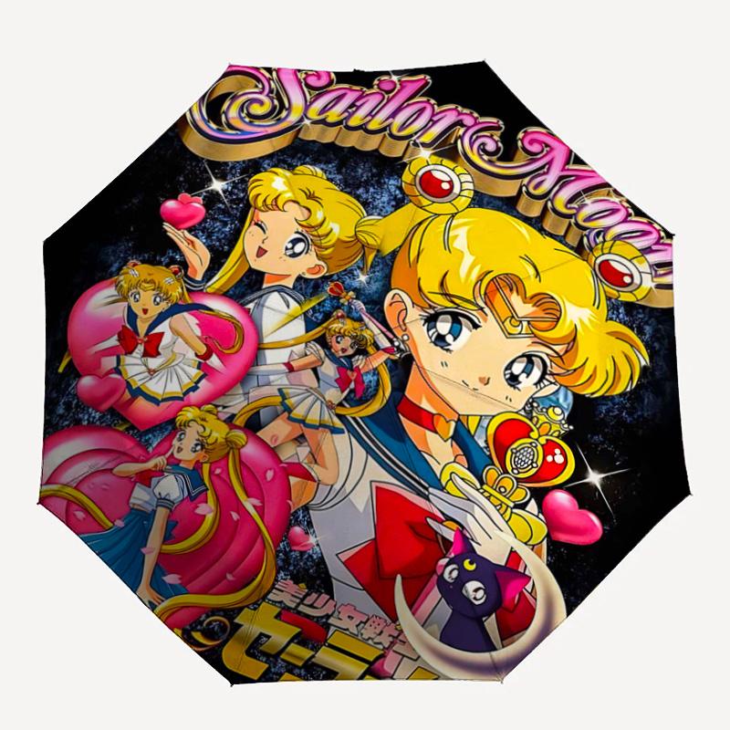 1pc Sailor Moon Fully Automatic Folding Portable Umbrella, 8 Iron Frames, Three-Fold Design, Suitable for All Seasons, Suitable for Outdoor Use.I