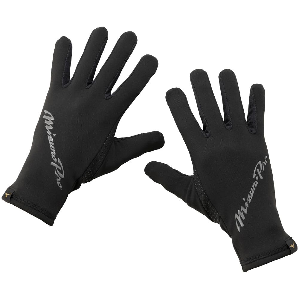 MIZUNO Fleece Gloves Size Black Baseball/Softball 12JYCA02, M,