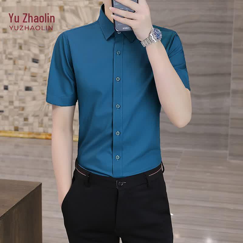 YUZHAOLIN Men s Summer Business Casual Short-Sleeve Shirt 3XL