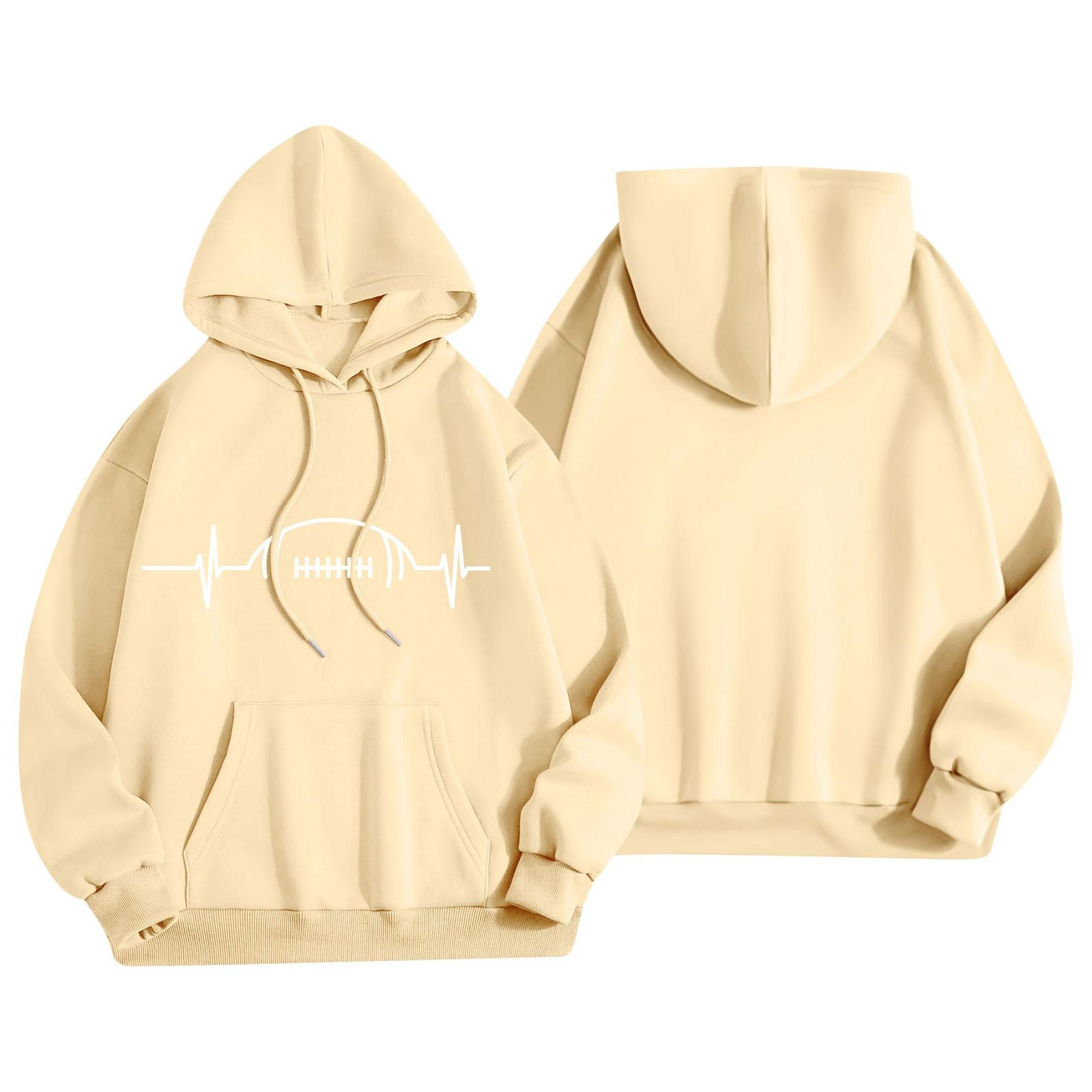 

Жіночий модний легкий пуловер з довгими рукавами та кишенями, худі з принтом у стилі регбі XL жовтий