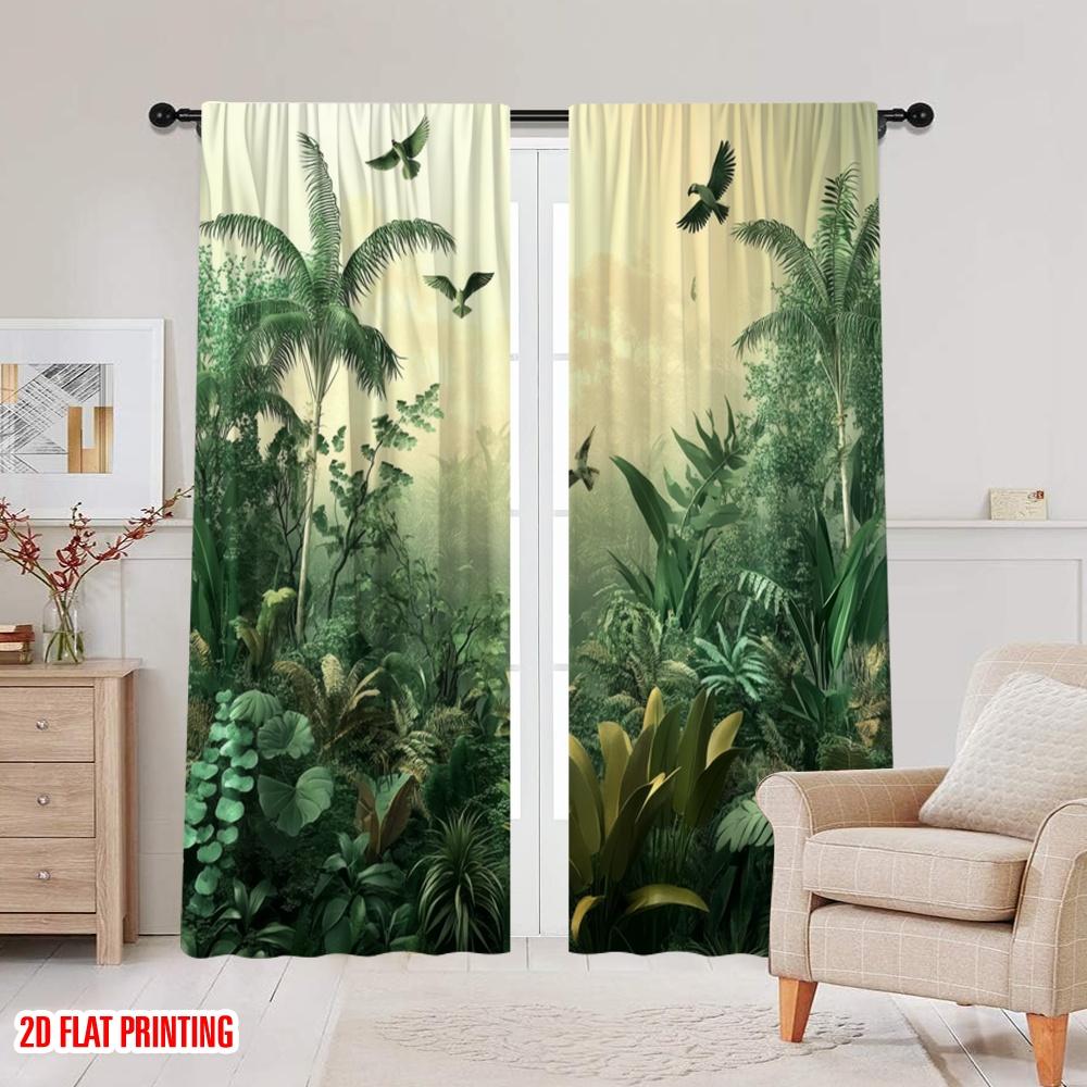 2 Stück, 2D-Flachdruck Vorhang Beliebt Dschungel erwacht Langlebiges Polyester (ohne Stange) Art Deco Festliche Verwendung für Schlafzimmer, Wohnzimmer