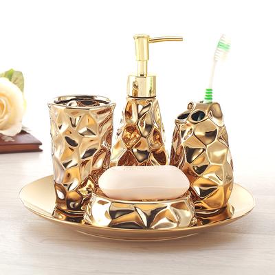 Lotion Bottle European Creative Golden Ceramic Bathroom Wash Set Bathroom Four Piece Set Toothbrush Cup Bathroom Accessories