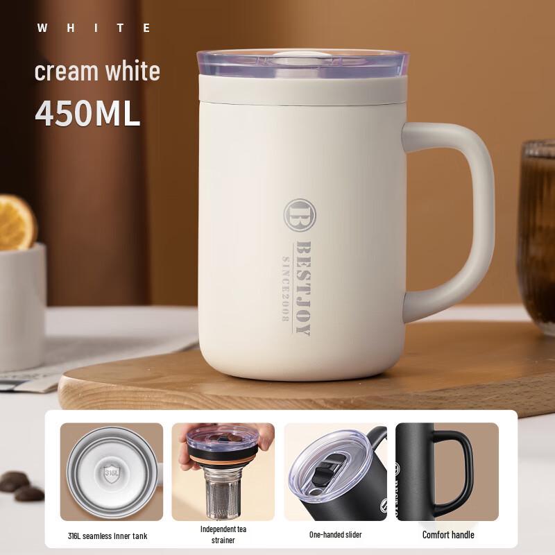 BESTJOY Sliding Lid Filter Mug