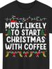 Funny Christmas Coffee Family T-Shirt Compatible for Men & - Soft Breathable Unisex Black Short Slee
