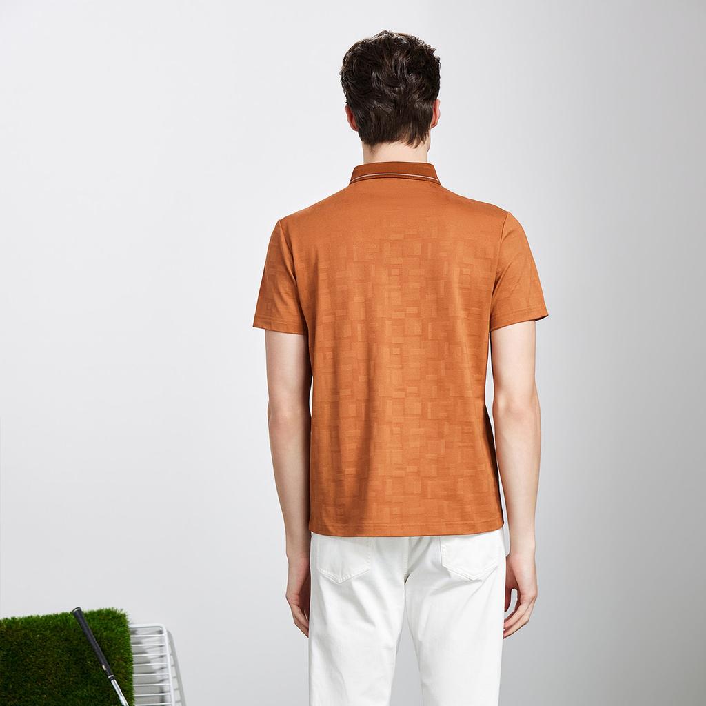 Machine Washable Mulberry Silk Jacquard Business Casual Polo Shirt