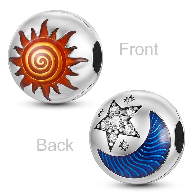 Starry Collection Charms Beads Copper Sun Stars Moon Dangle Pendants Fit Original Bangle Jewelry Bracelet Necklace