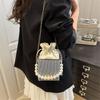 Trendy Small Bag Female Simple Crossbody Bag Chain Simple Drawstring Fashion Shoulder Bag