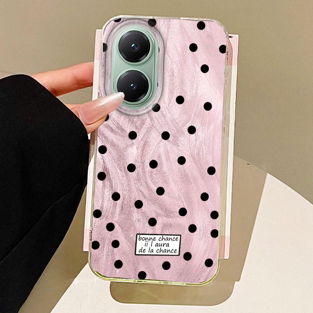 Black Circular Dots Feather Texture Phone Case for Xiaomi Poco X5 X7 M6 Pro X6 X3 Pro NFC C75 C71 C65 C61 M5S Women Girls Cover