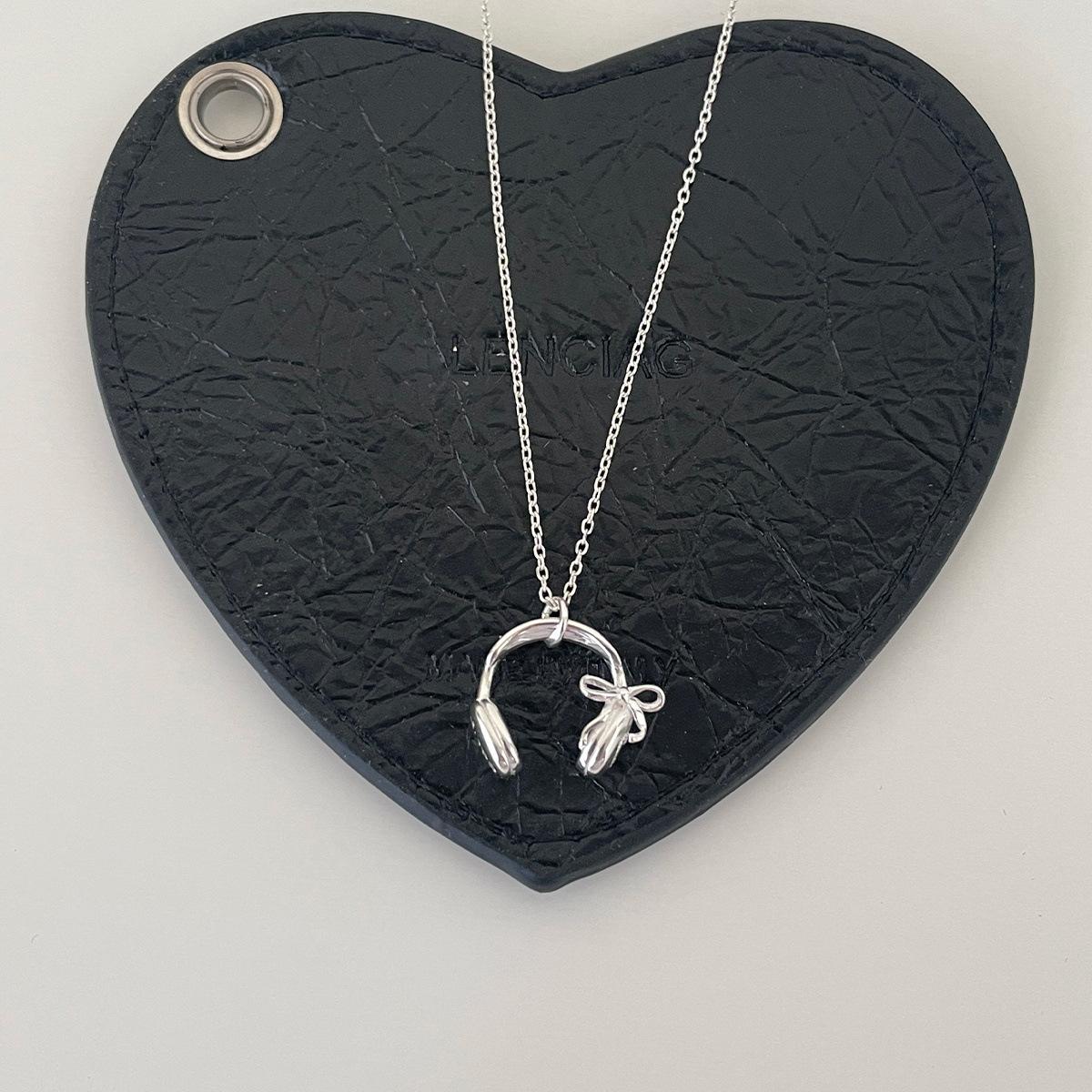 

Серебряное ожерелье с наушниками уникального дизайна для женщин, изысканная мода, высококачественная цепочка-бантик на ключицу, цепочка на шею 925 silver