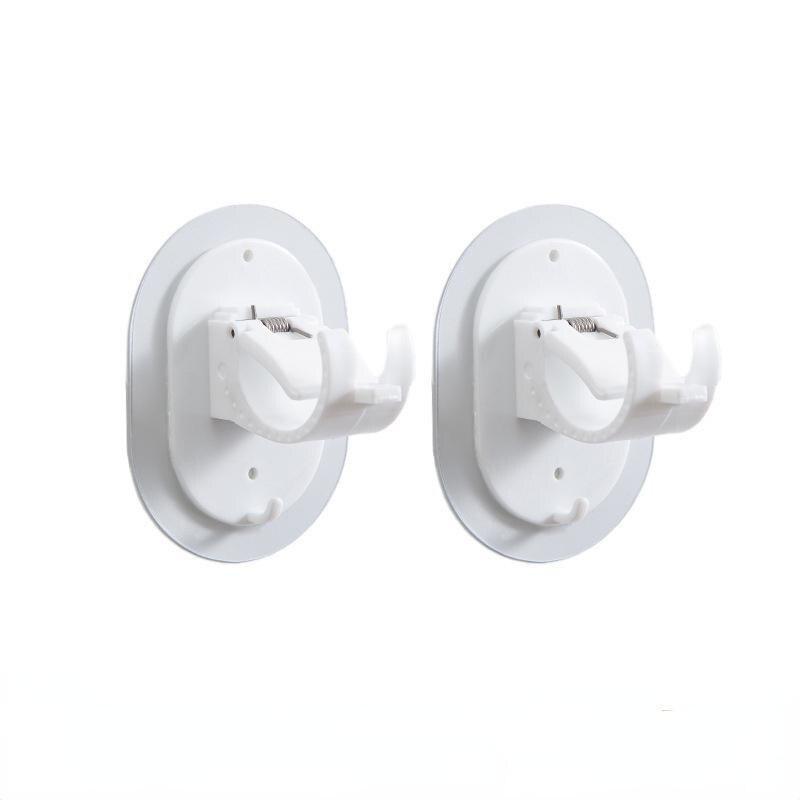 2pcs Self-adhesive Hooks Non Perforated Curtain Rod Clamp Hooks Shower Curtain Rod Hanger Brackets Household Fixed Clamp Hanger