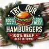Vintage Metal Wall Art Round Aluminum Sign Best In Town Burger Hot Dog Decor Rustic Cafe Bar Home Indoor Outdoor Durable 7.87i