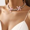 N11915 European and American Niche Temperament Advanced Sense Collarbone Chain Y2K Spice Girl Style Bow Beaded Necklace