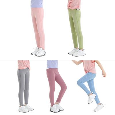 4-15 Years Kids Girls Solid Color Legging Elastic Sport Yoga Pants with Pocket