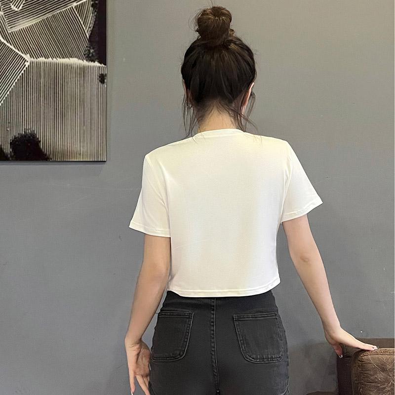 Y2K Sommer Cocktail Martini Kurz Gerade Schulter Slim Mode T-Shirt