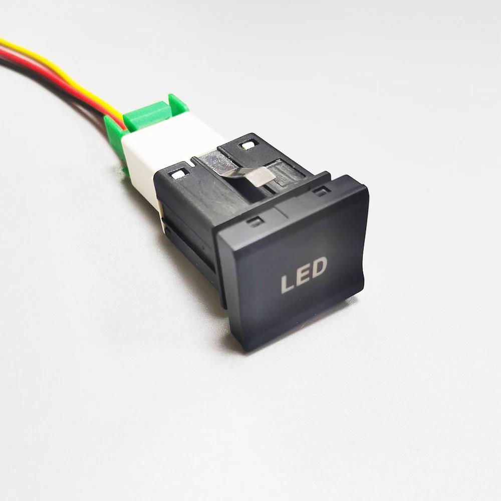 23mm*25mm Car Red LED Light Power On Off Switch Button With Wire For VW Polo 6C 2014 2015 2016 Accessories