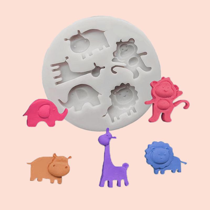 Leu Hippo Girafa Elefant Forma Silicon Mold Animal Mici Fondant Decorat Tort Ciocolata uscata Pez Biscuiti Mucegai de copt