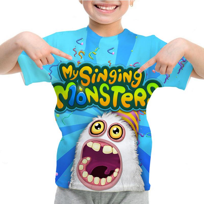 

Футболка с принтом My Singing Monsters 3D для мальчиков и девочек, летняя футболка с рисунком в стиле аниме с 3D-принтом, повседневные футболки с круглым вырезом и короткими рукавами для детей 130
