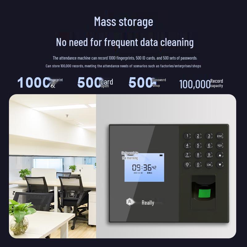 Realand Fingerprint & ID Card Attendance Machine CN Plug (adapter Included)