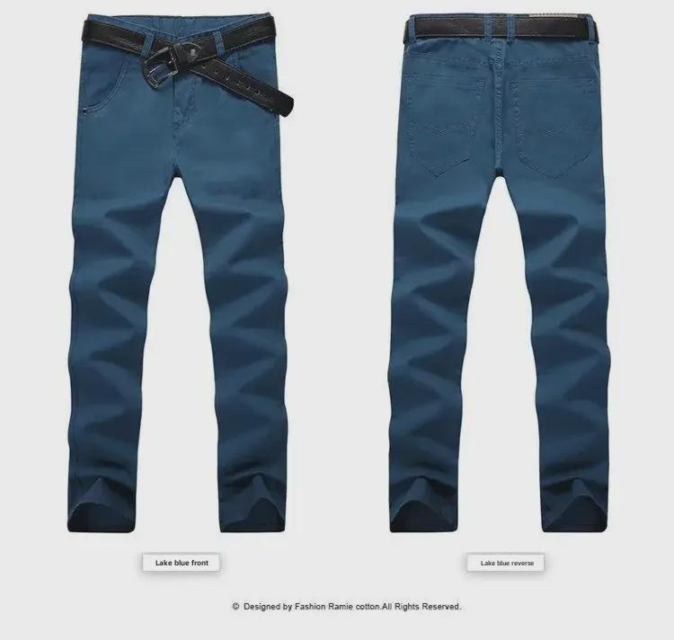 Pánské jarní/podzimní jednobarevné rovné kalhoty - Korejský styl, Slim fit, Velká velikost