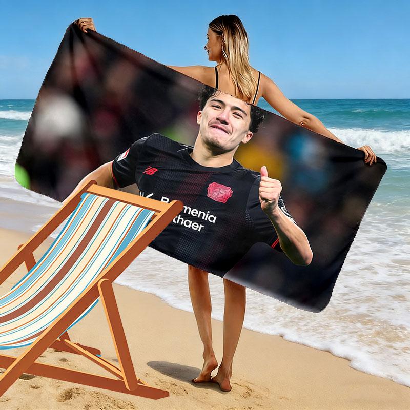 Bayer Leverkusen Ibrahim Maza Druck Strandtuch, Großes Weiches Schnelltrocknendes Handtuch für Strand Camping Schwimmen