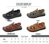 Men's Handmade Velcro Cowhide Mesh Beach Sandals - Summer Casual Breathable Outdoor Shoes