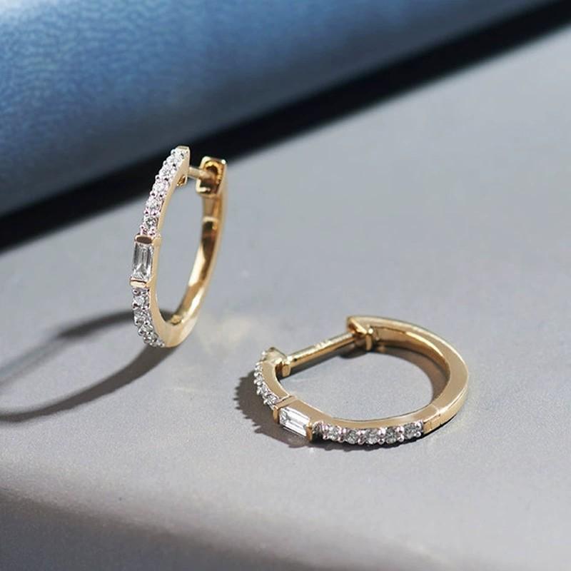 925 Silver Fashion Jewelry Sterling Silver 18K Gold Plated Simple Daily Wear Zircon Hoop Earring Party Gift for Women
