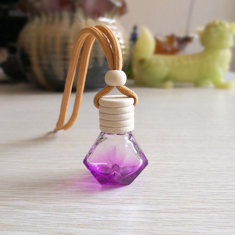 Colorful Diamond Car Perfume Pendant - Empty Glass Bottle Aroma Diffuser