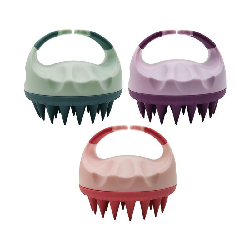 Escova de Shampoo de Silicone Portátil Manual Redonda Macia Massagem Couro Cabeludo Escova de Cabelo