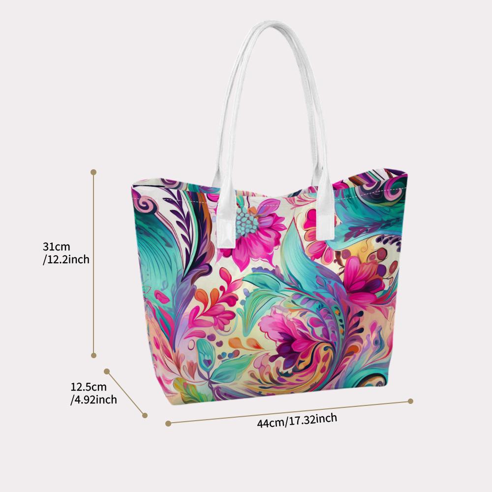 Stylish Floral Printed Tote Bag for Daily Shopping