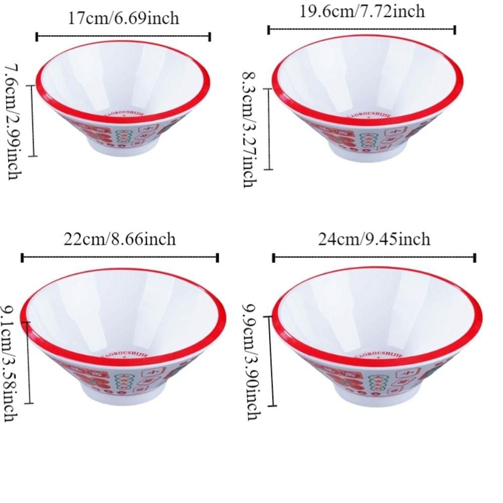 Round Ramen Bowl Imitation Porcelain Salad Bowl Durable Two-color Bowl Kitchen